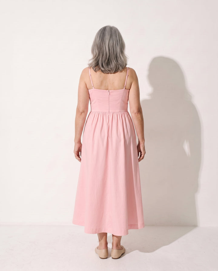 Mandy | Autumn Strappy Scoop Neck Evening Midi Dress