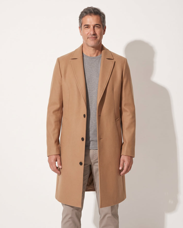 Levi | Men's Camel Wool Longline Formal Winter Coat
