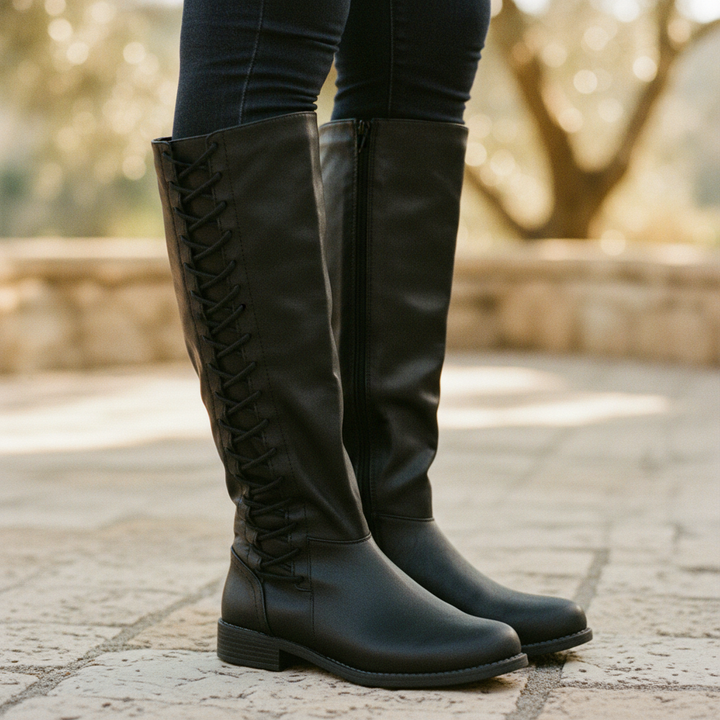 Padget | Women's Knee-High Lace-Up Leather Boots