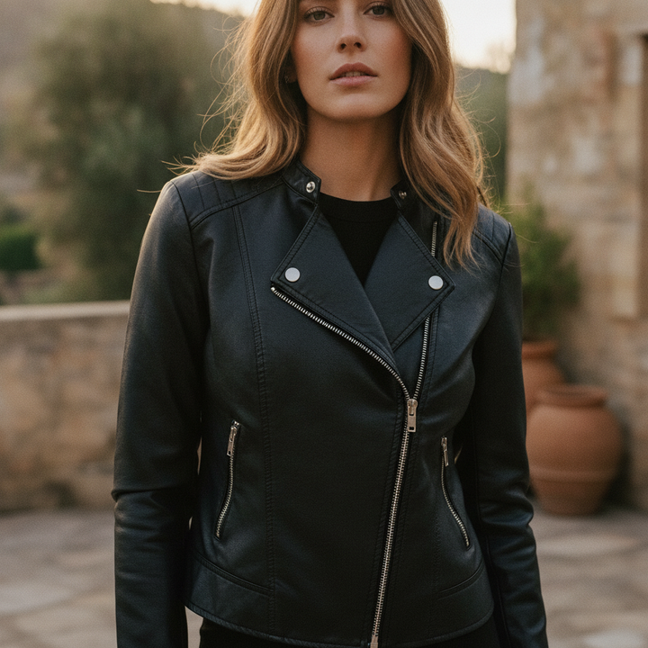 Aisling | Women's Faux Leather Jacket Slim Fit Zip Up