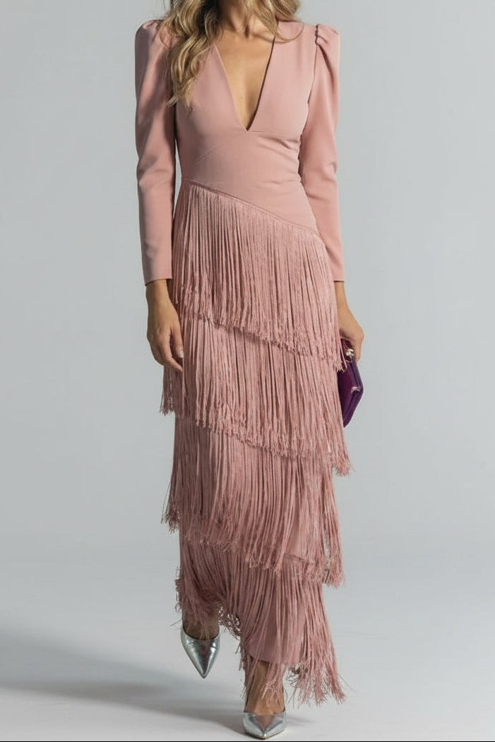 Gabriela | Elegant Dress with Fringe Sleeves