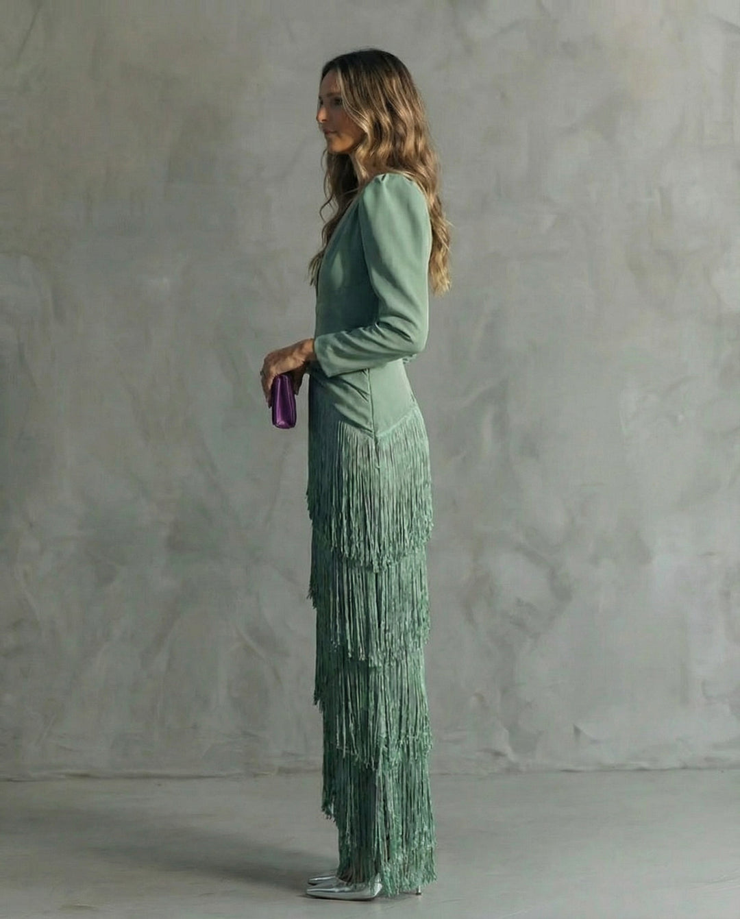 Gabriela | Elegant Dress with Fringe Sleeves