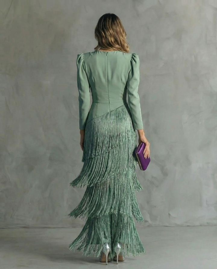 Gabriela | Elegant Dress with Fringe Sleeves