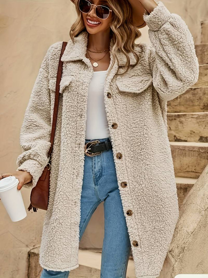 Melany | Women's Oversized Teddy Coat with Chest Pockets