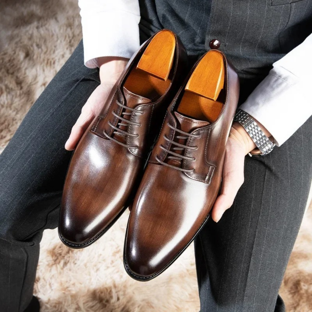 Caleb | Men's Classic Round-Toe Lace-Up Derby Dress Shoes