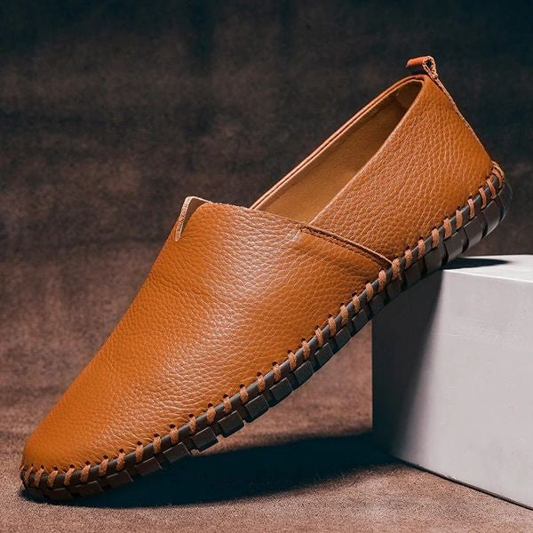 Grayson | Men's Pebbled-Grain Whipstitch Casual Slip-On Loafers