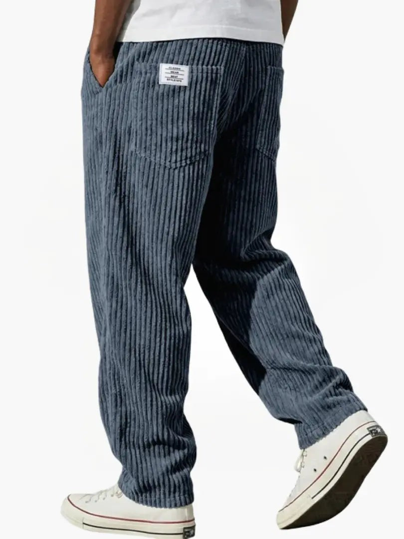 Tyron | Men's Relaxed-Fit Ribbed Wide-Leg Trousers
