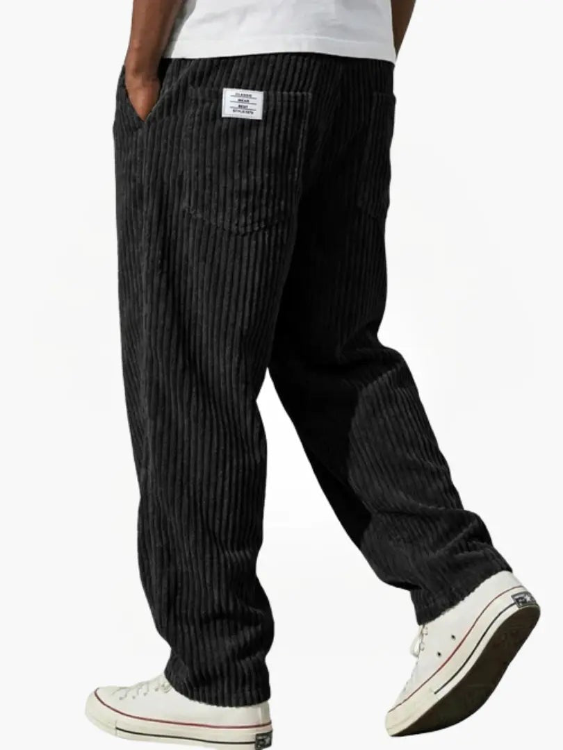 Tyron | Men's Relaxed-Fit Ribbed Wide-Leg Trousers