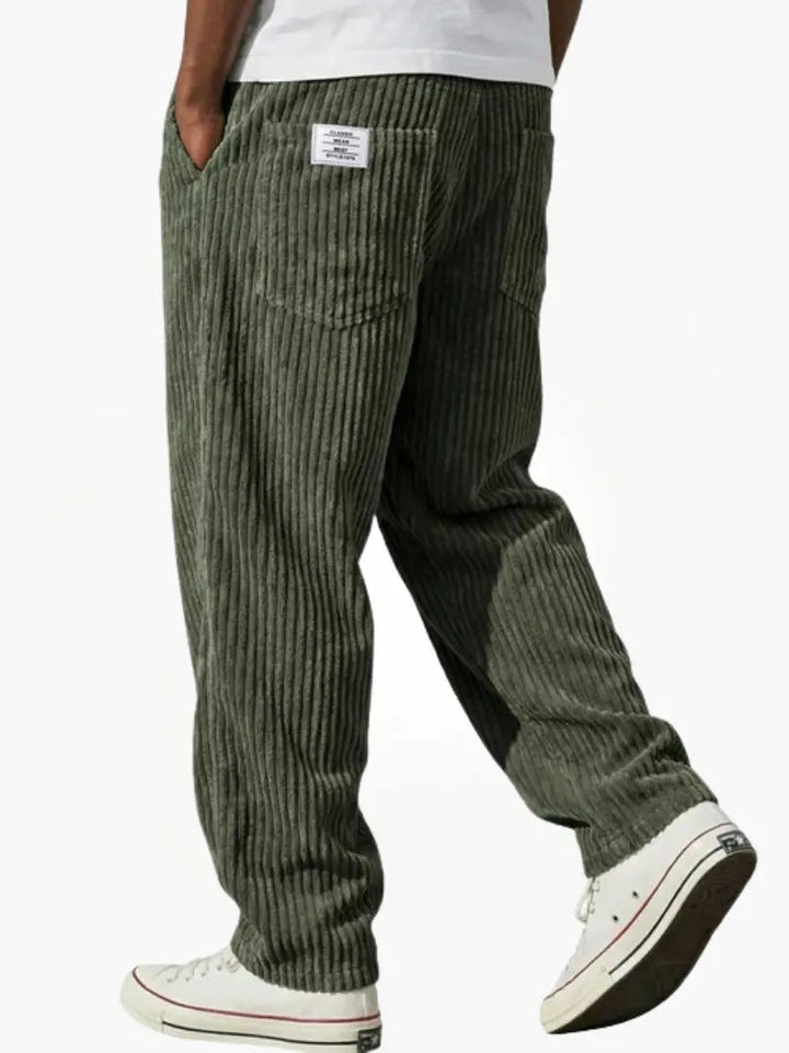 Tyron | Men's Relaxed-Fit Ribbed Wide-Leg Trousers