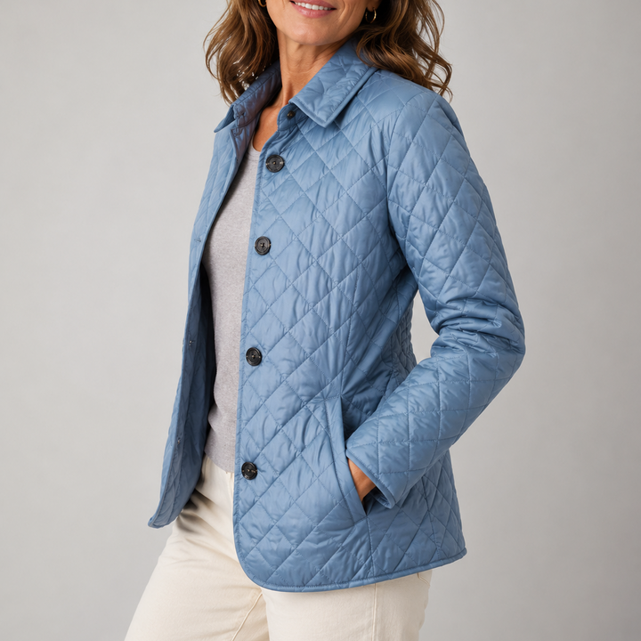 Chelsea | Women's Classic Diamond Quilted Jacket with Check Cuff Lining