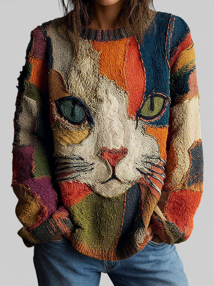 Rina | Artistic Cat Statement Sweater