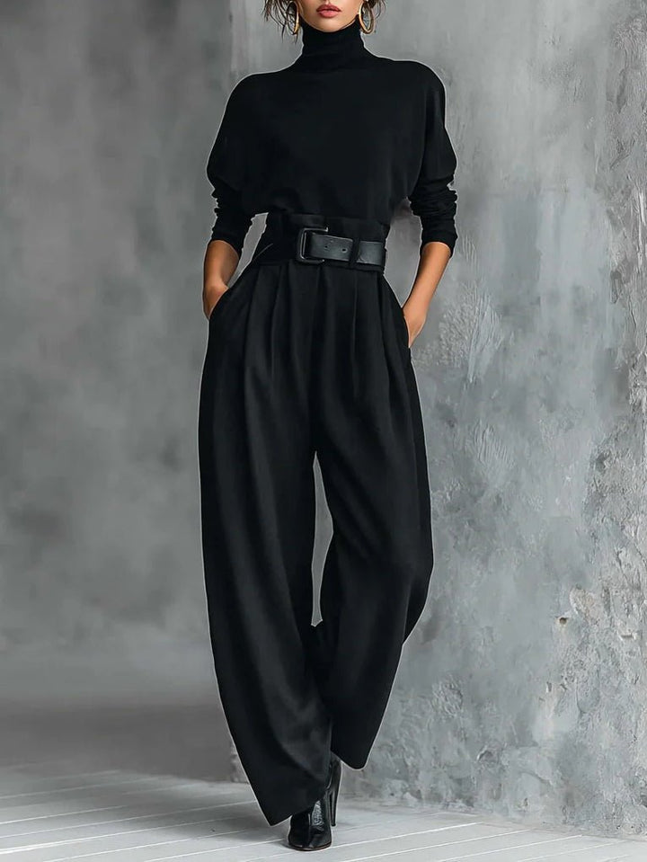 Jocelyn | Turtleneck Jumpsuit Set Long Sleeve High Waist Belt
