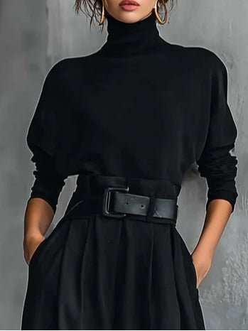 Jocelyn | Turtleneck Jumpsuit Set Long Sleeve High Waist Belt