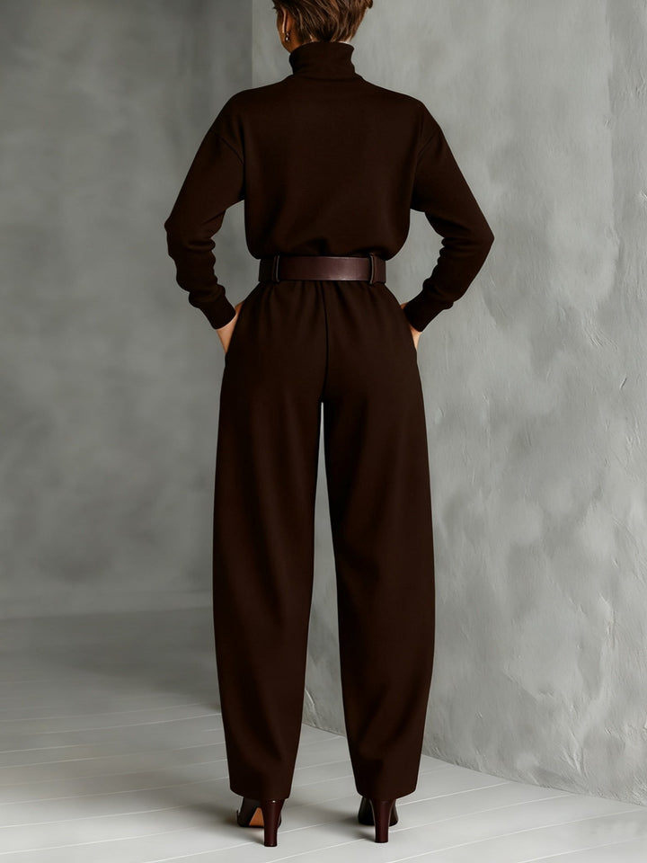Jocelyn | Turtleneck Jumpsuit Set Long Sleeve High Waist Belt