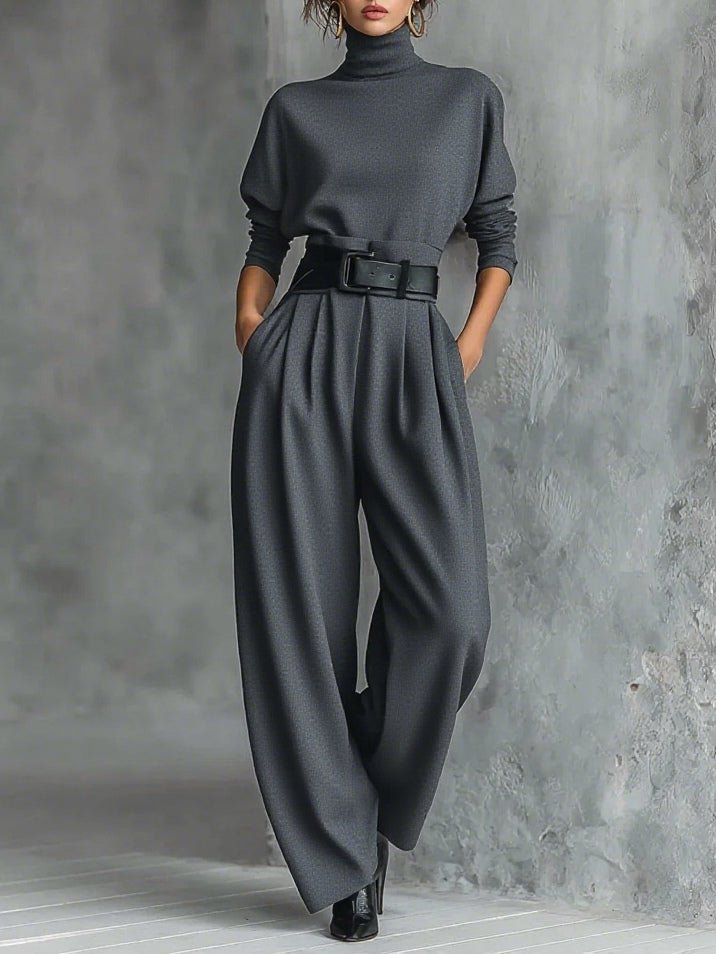 Jocelyn | Turtleneck Jumpsuit Set Long Sleeve High Waist Belt