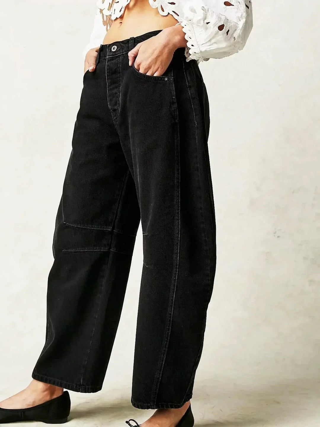 Meril | Women's Wide Leg High Waist Leopard Print Denim Pants