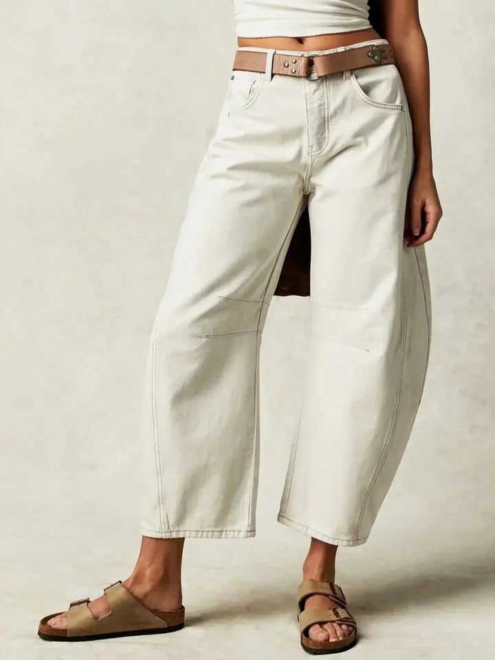Meril | Women's Wide Leg High Waist Leopard Print Denim Pants