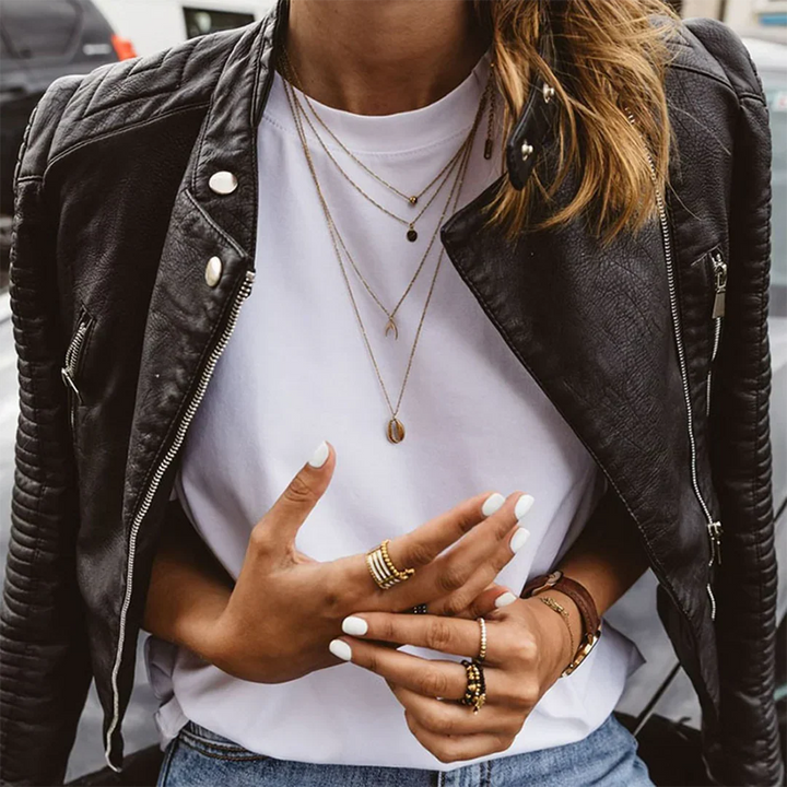 Arabella | Women's Leather Jacket with Quilted Moto Zip Front