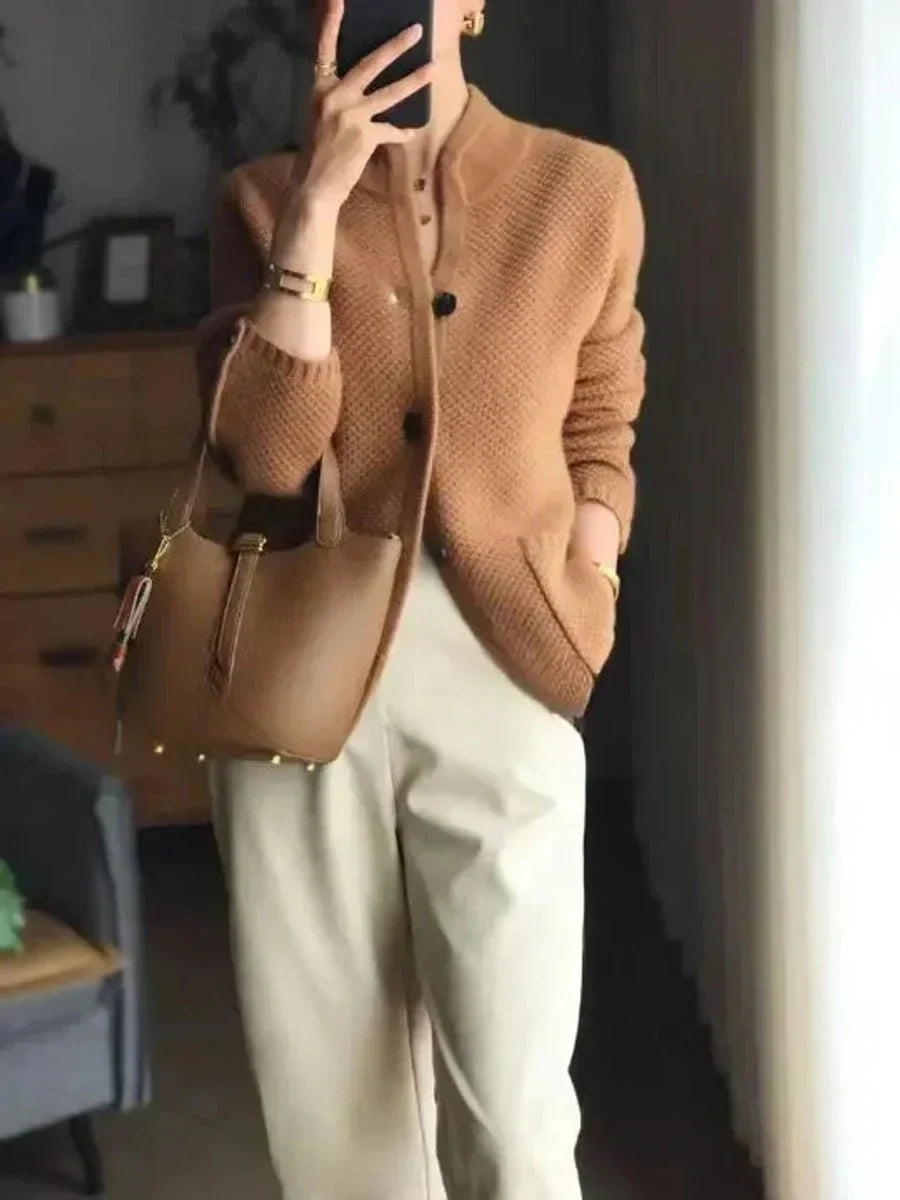 Hattie | Women's Cashmere Wool Button-Front Knit Cardigan