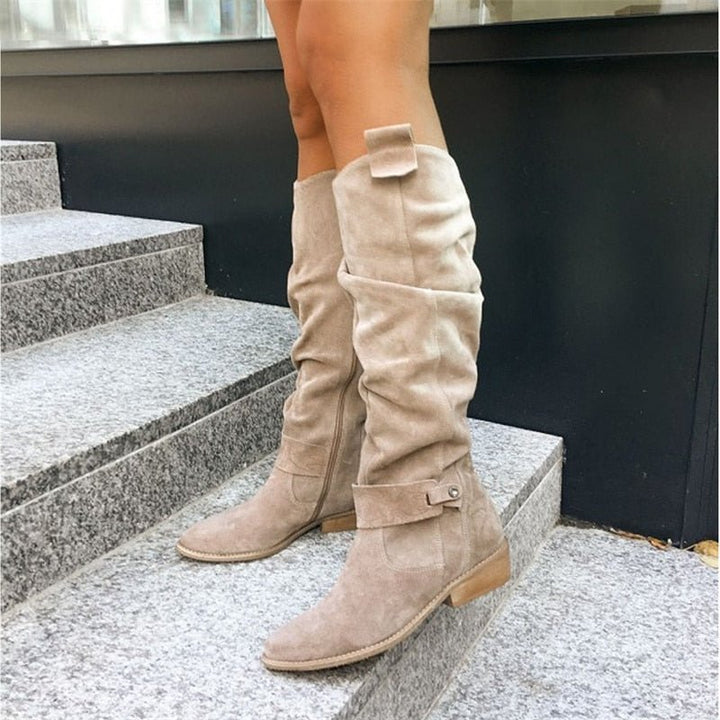 Faye | Women's Suede Slouch Knee High Boots
