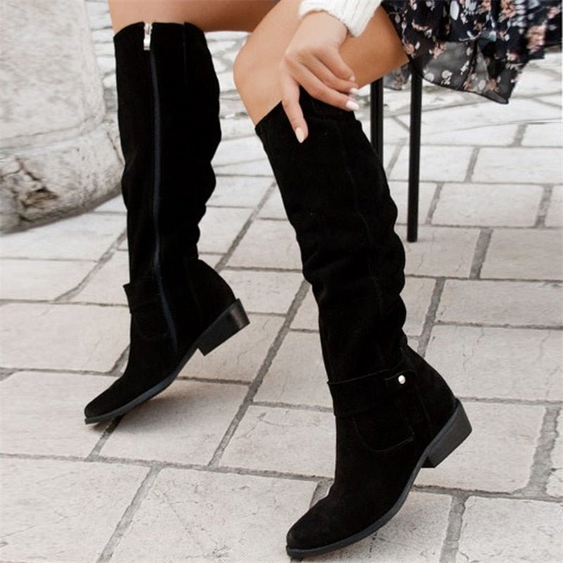 Faye | Women's Suede Slouch Knee High Boots