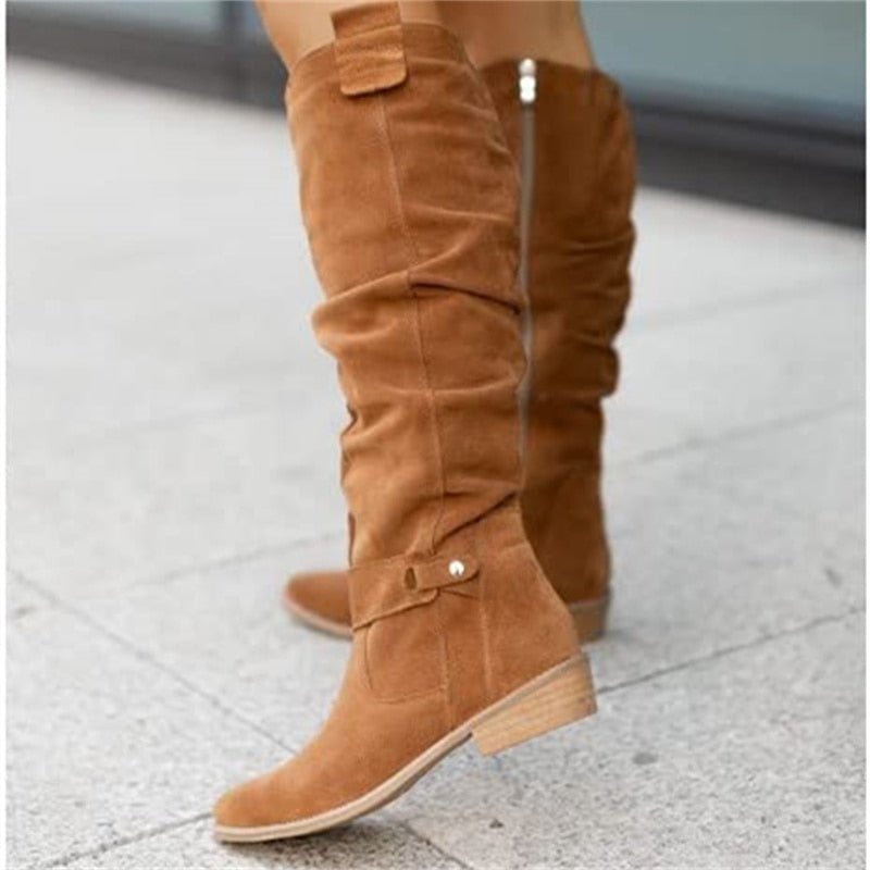 Faye | Women's Suede Slouch Knee High Boots