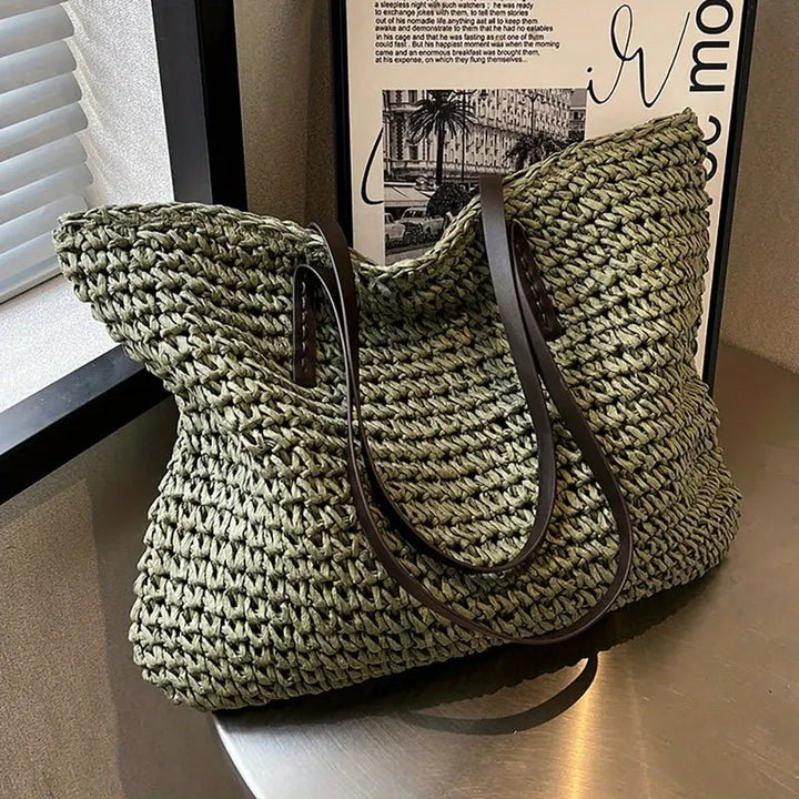 Eliza | Women's Oversized Woven Straw Shoulder Tote Bag