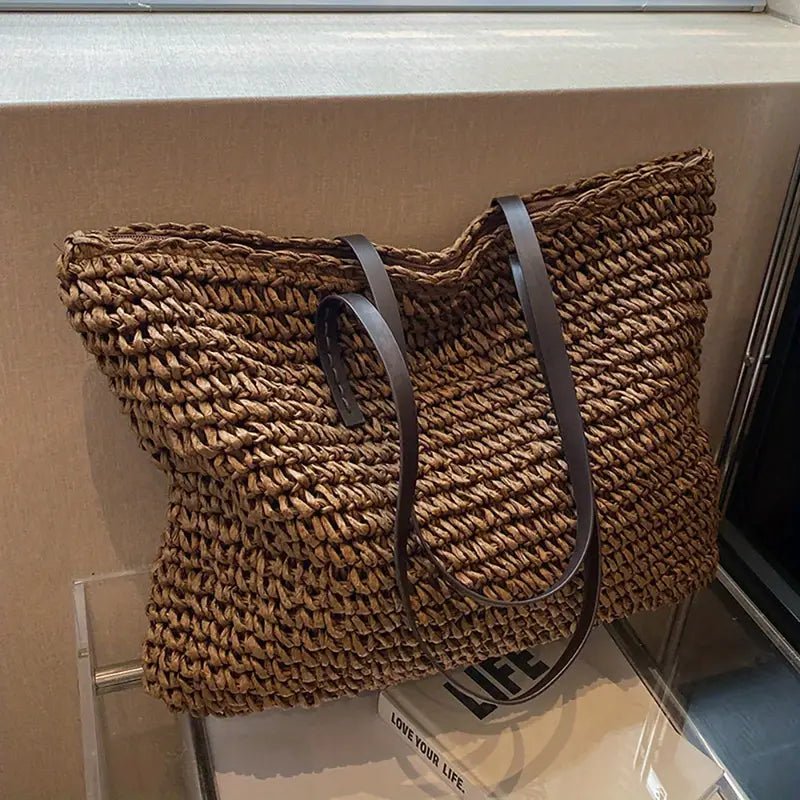 Eliza | Women's Oversized Woven Straw Shoulder Tote Bag