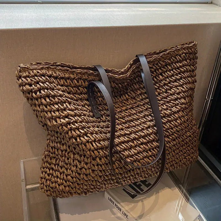 Eliza | Women's Oversized Woven Straw Shoulder Tote Bag