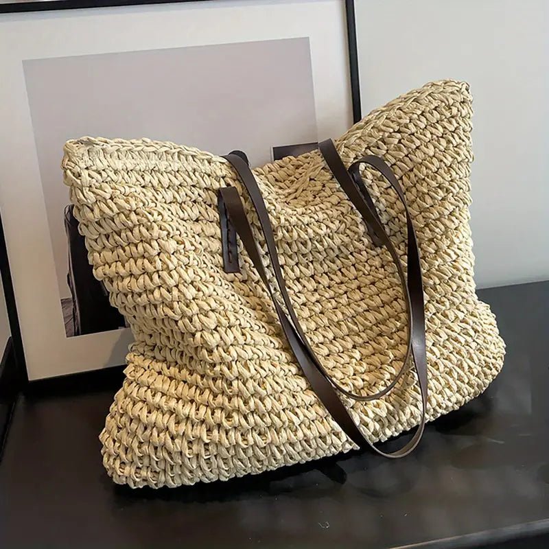 Eliza | Women's Oversized Woven Straw Shoulder Tote Bag