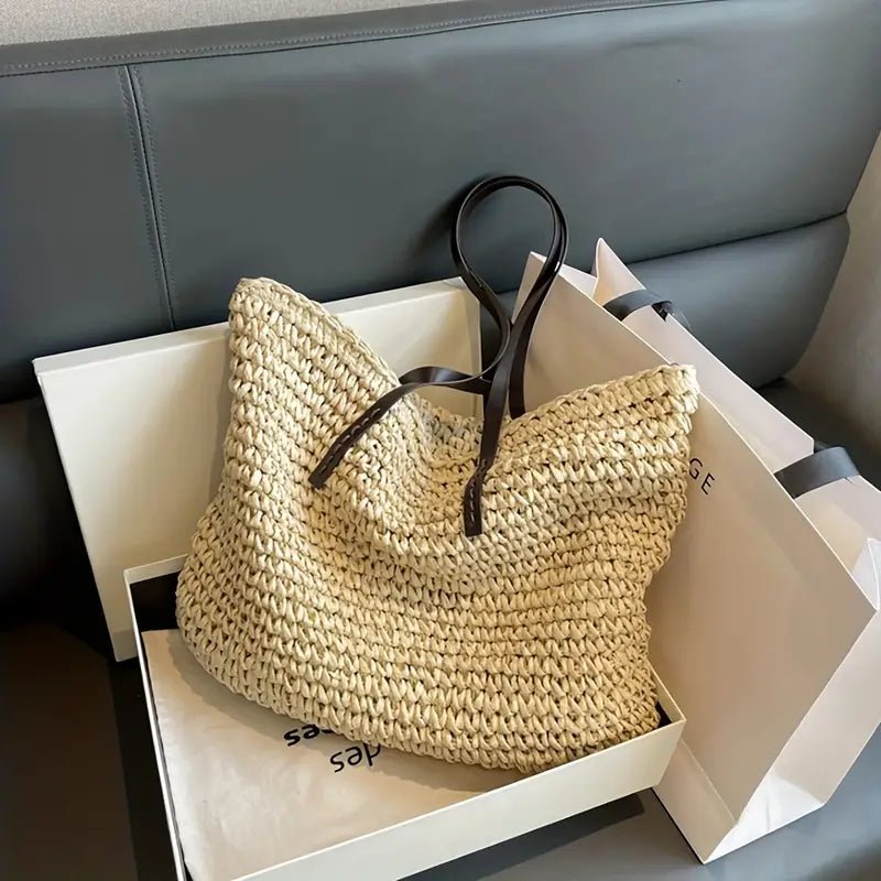 Eliza | Women's Oversized Woven Straw Shoulder Tote Bag