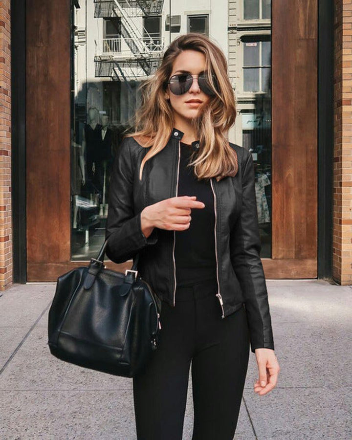 Aisling | Women's Faux Leather Jacket Slim Fit Zip Up
