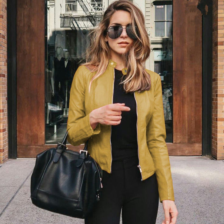 Aisling | Women's Faux Leather Jacket Slim Fit Zip Up