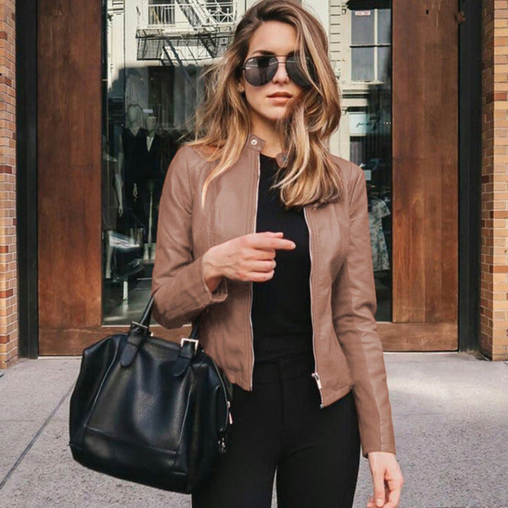 Aisling | Women's Faux Leather Jacket Slim Fit Zip Up