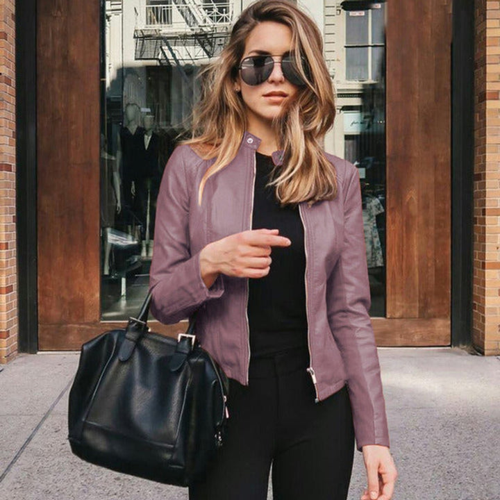 Aisling | Women's Faux Leather Jacket Slim Fit Zip Up
