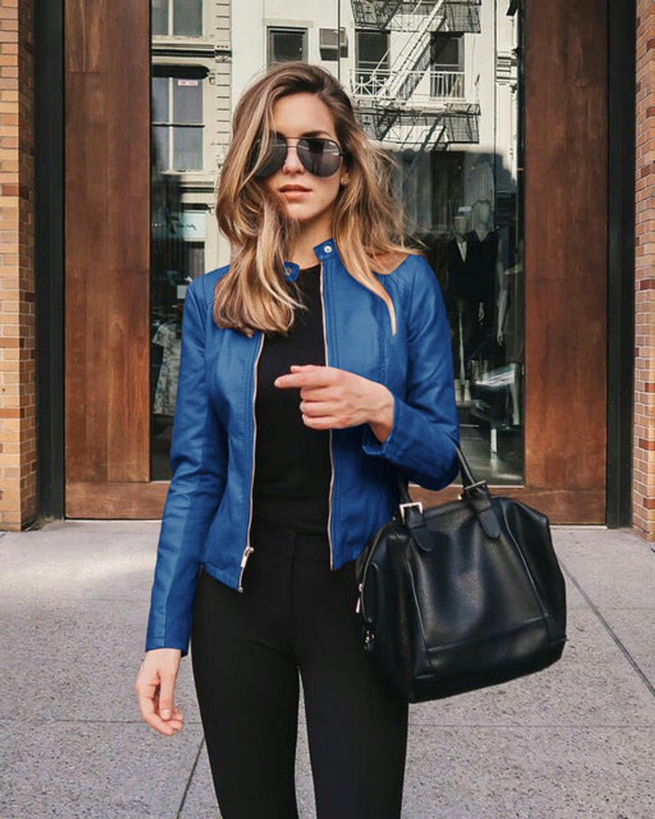 Aisling | Women's Faux Leather Jacket Slim Fit Zip Up