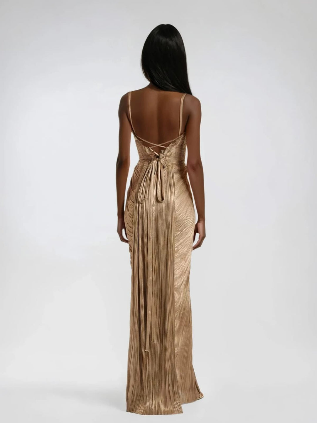 Mabel | Women's Gold Sweetheart-Neck Wedding Guest Maxi Dress
