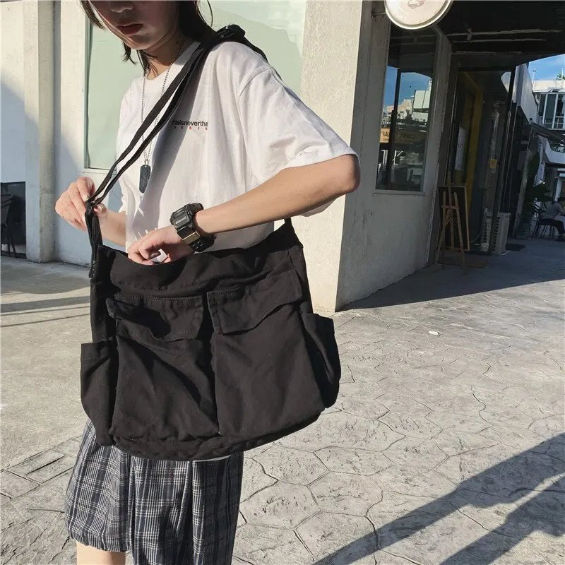 Sabeth | Women's Vintage Multi-Pocket Canvas Tote Bag Crossbody