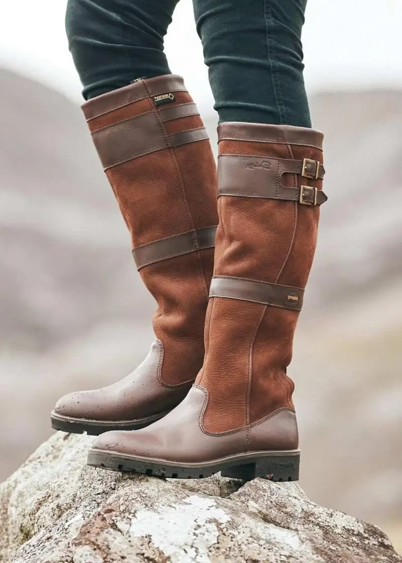 Aurelia | Women's Waterproof Double-Buckle Knee-High Pull-On Boots