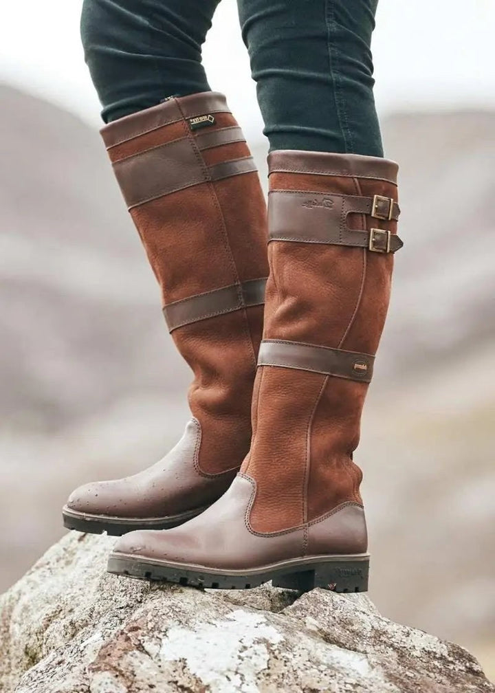 Aurelia | Women's Waterproof Double-Buckle Knee-High Pull-On Boots